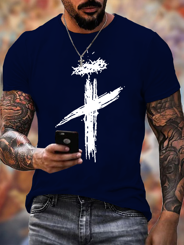 Faith Crown of Thorns Cross Jesus God Christian Cotton T-Shirt