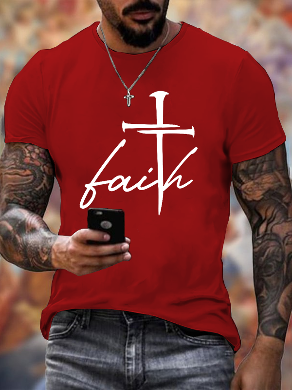 Faith Cross Jesus God Christian Cotton T-Shirt