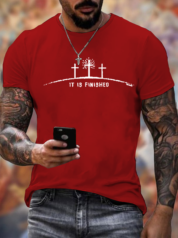 It Is Finished Cross  Jesus God Christian Cotton T-Shirt