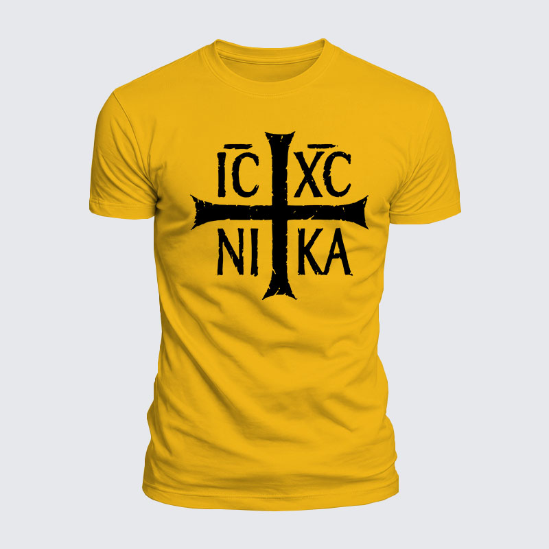 Luxe Mercerized Cotton Tee - ICXC NIKA Christogram Jesus Christ is winner