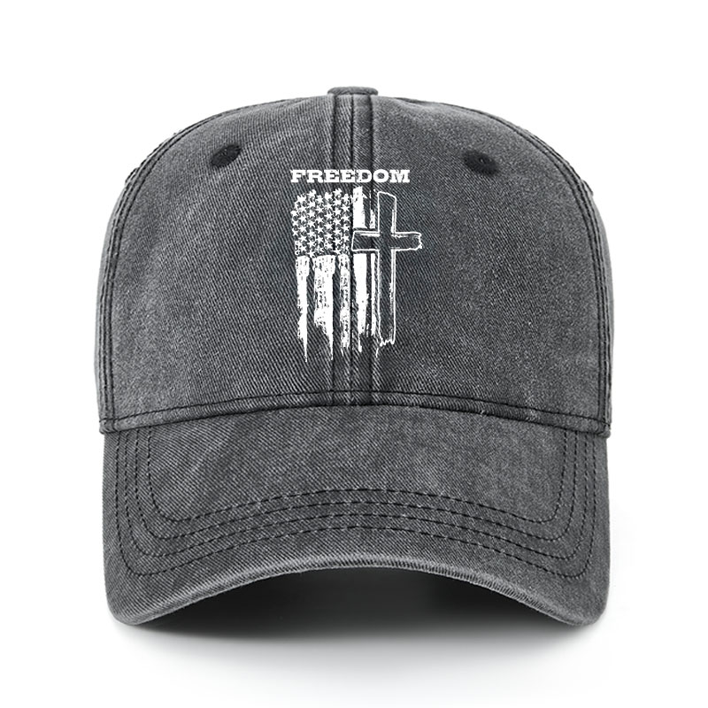Heritage Washed Cap - Freedom Cross Vertical Flag