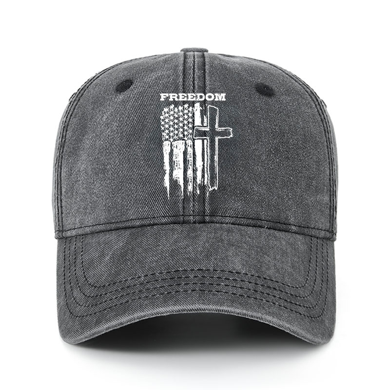 Heritage Washed Cap - Freedom Cross Vertical Flag