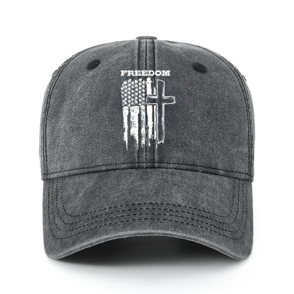 Heritage Washed Cap - Freedom Cross Vertical Flag
