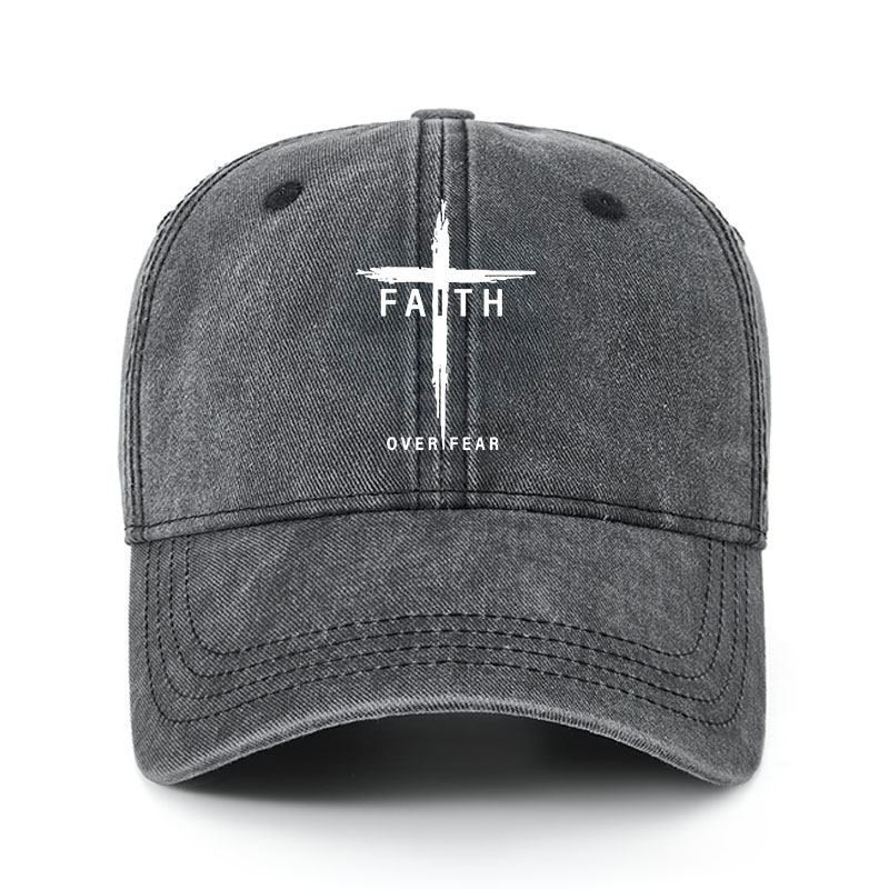 Heritage Washed Cap - Faith Over Fear Cross