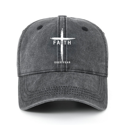Heritage Washed Cap - Faith Over Fear Cross