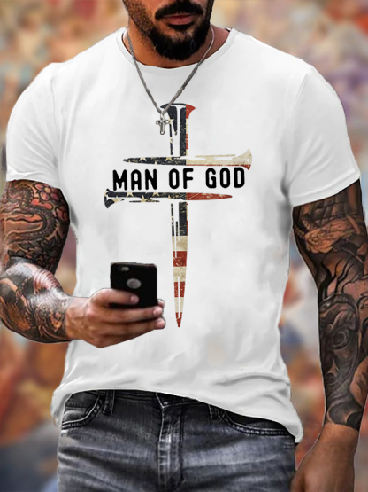 Man Of God Jesus God Christian Cotton T-Shirt