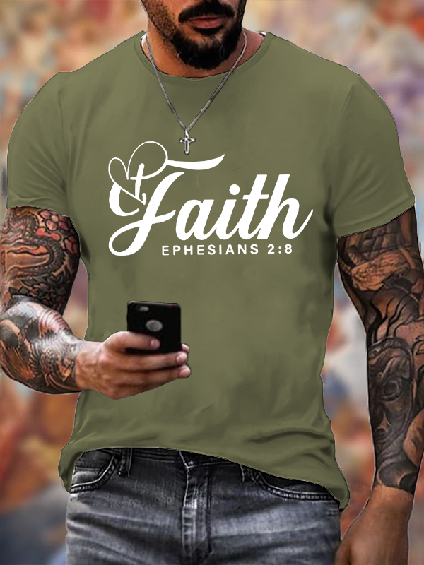 "Faith Ephesians 2:8"  Jesus God Christian Cotton T-Shirt