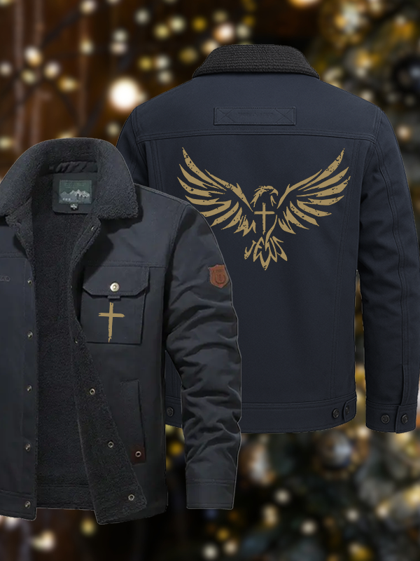 Men's Wings Like Eagles  Casual Fleece-Lined Jacket