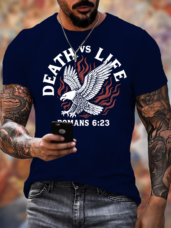 Death Vs Life Jesus God Christian Cotton T-Shirt