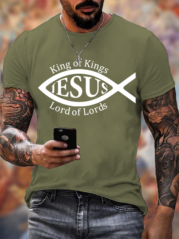 King of Kings Jesus is Lord of Lords Jesus God Christian Cotton T-Shirt
