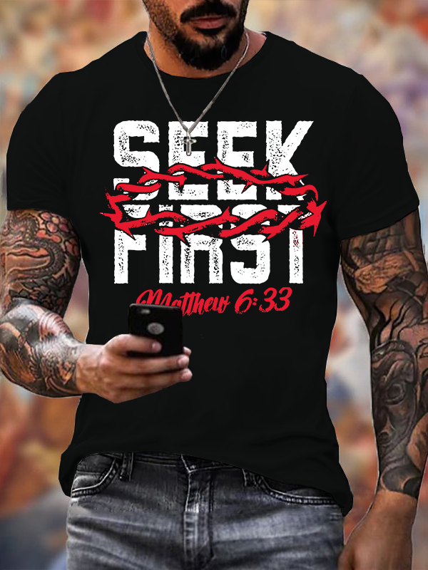 Man Of God Husband Dad Jesus God Christian Cotton T-Shirt