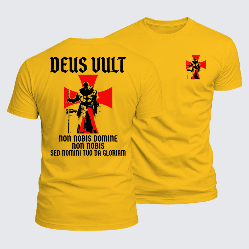 Luxe Mercerized Cotton Tee - Deus Vult Non Nobis Domine, Non Nobis, Sed Nomini Tuo Da Gloriam