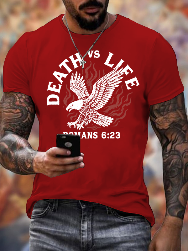 Death Vs Life Jesus God Christian Cotton T-Shirt