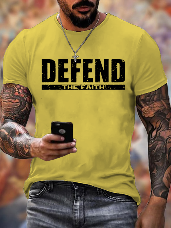 Defend The Faith Jesus God Christian Cotton T-Shirt