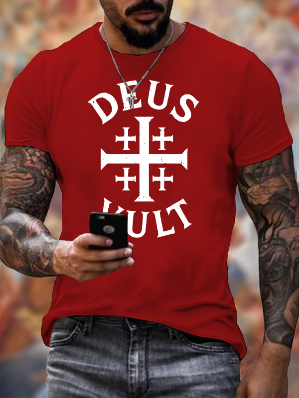 Deus Vult Jesus God Christian Cotton T-Shirt