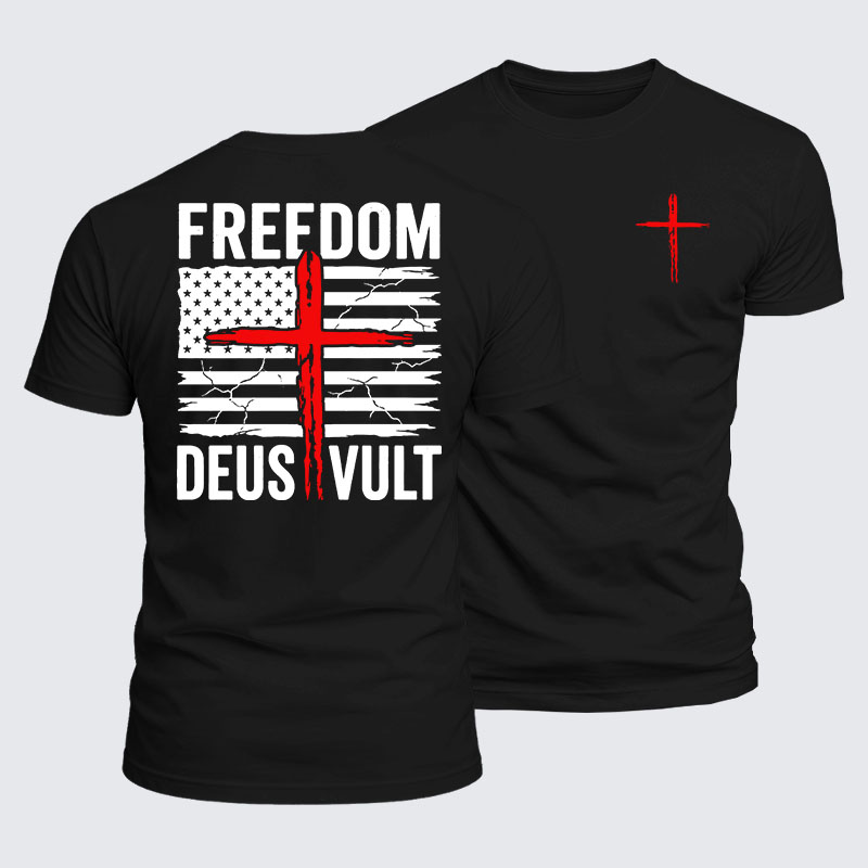 Luxe Mercerized Cotton Tee - Deus Vult American Flag Freedom