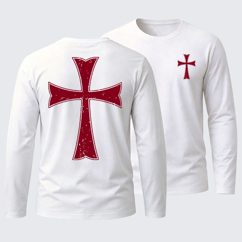 Knights Templar Crusader Cross Cotton Long Sleeve T-Shirt