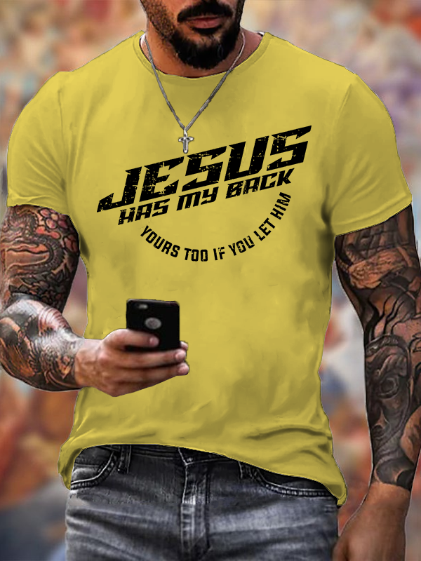Jesus Has My Back Jesus God Christian Cotton T-Shirt