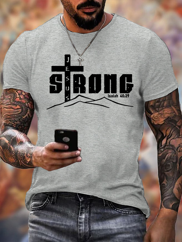 Jesus Strong Jesus God Christian Cotton T-Shirt