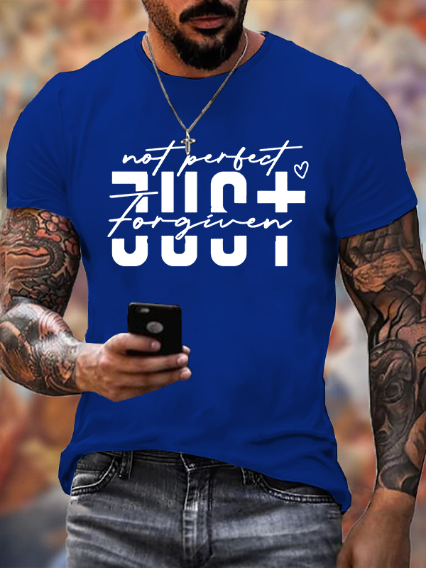 Not Perfect Just Forgiven  Jesus God Christian Cotton T-Shirt