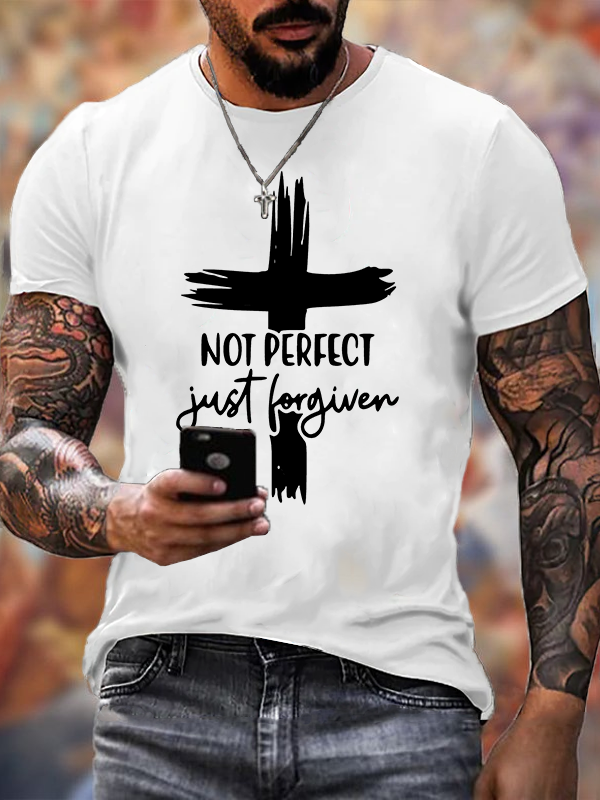 Not Perfect Just Forgiven Jesus God Christian Cotton T-Shirt