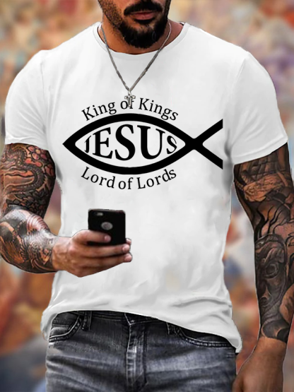 King of Kings Jesus is Lord of Lords Jesus God Christian Cotton T-Shirt