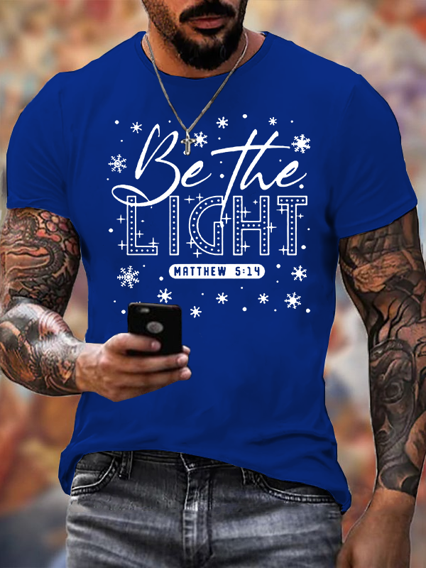 Merry Christmas Be The Light Cross Jesus God Christian Cotton T-Shirt