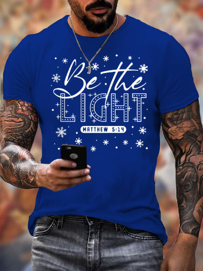 Merry Christmas Be The Light Cross Jesus God Christian Cotton T-Shirt