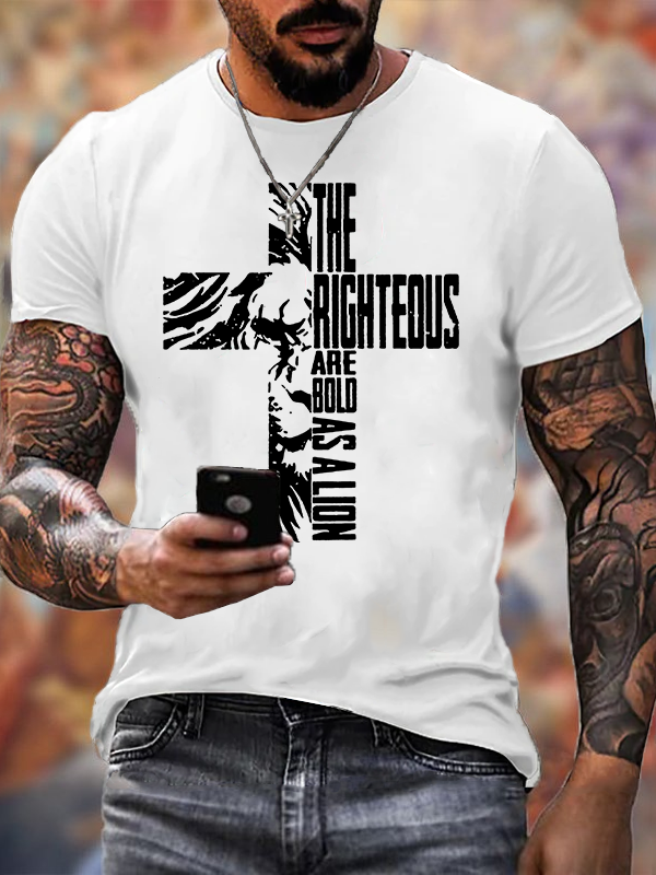Bold as A Lion Jesus God Christian Cotton T-Shirt