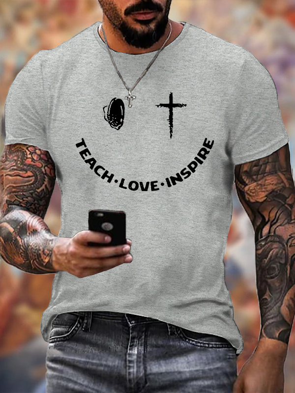 Teach Love Inspire Jesus God Christian Cotton T-Shirt