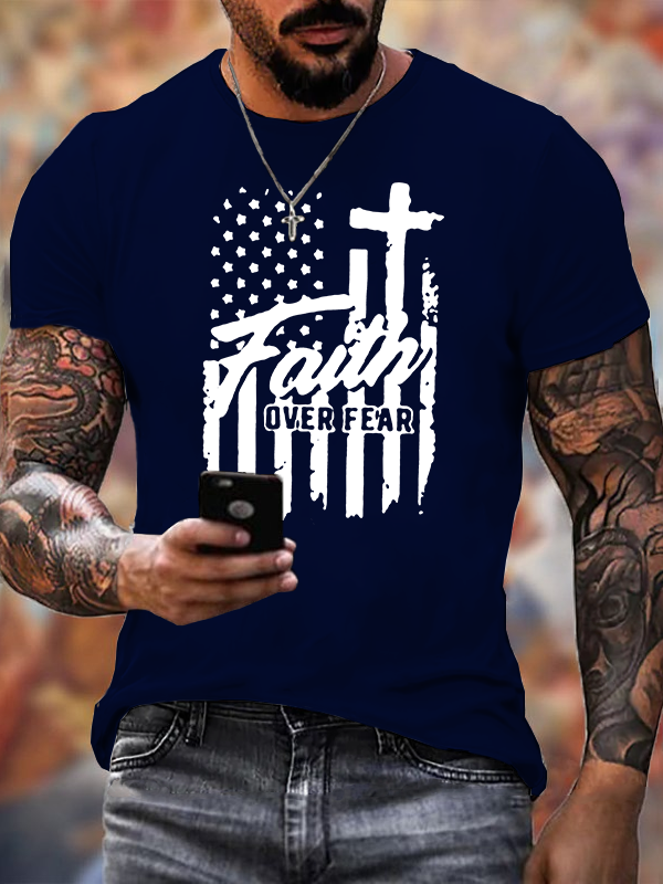 Faith Over Fear Jesus God Christian Cotton T-Shirt