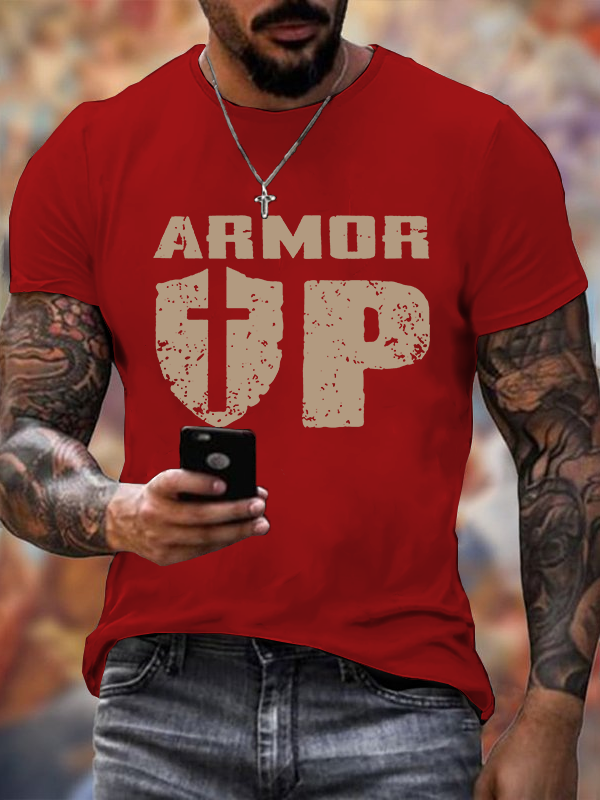 Armor Up  Cross  Jesus God Christian Cotton T-Shirt