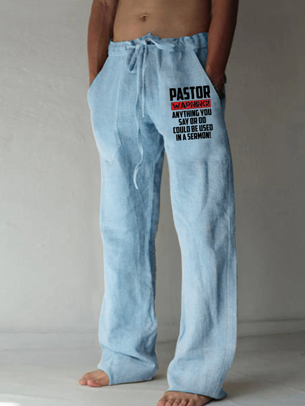 Men's Pastor Warning Anything You Say Or Do Could Be Used In A Sermon Christian Beach Pants