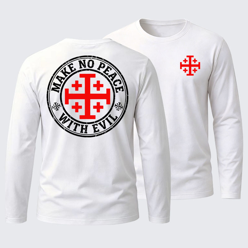 Make No Peace with Evil Knight Templar Jerusalem Cross Cotton Long Sleeve T-Shirt