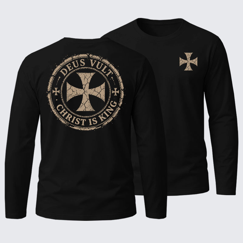 Deus Vult Christ Is King Cotton Long Sleeve T-Shirt