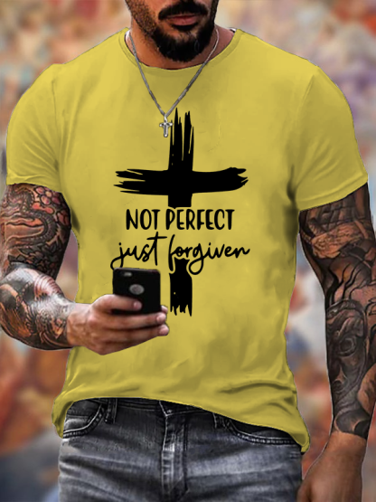 Not Perfect Just Forgiven Jesus God Christian Cotton T-Shirt