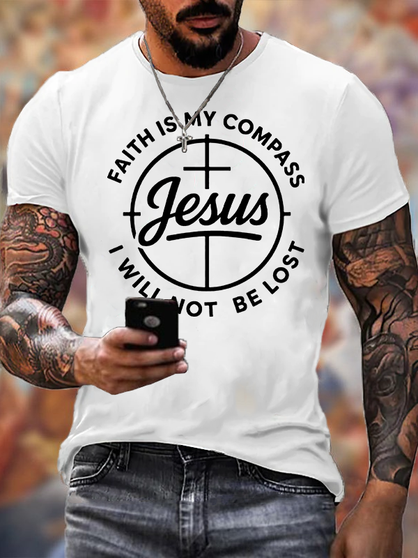 Faith Is My Compass Jesus God Christian Cotton T-Shirt