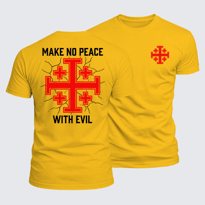 Luxe Mercerized Cotton Tee -  Make No Peace with Evil Knight Templar Jerusalem Cross