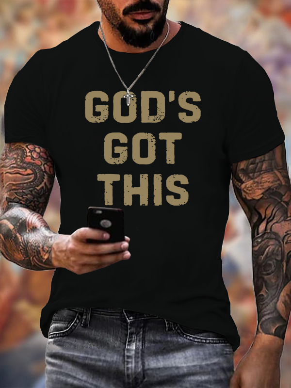 Man Of God Husband Dad Jesus God Christian Cotton T-Shirt