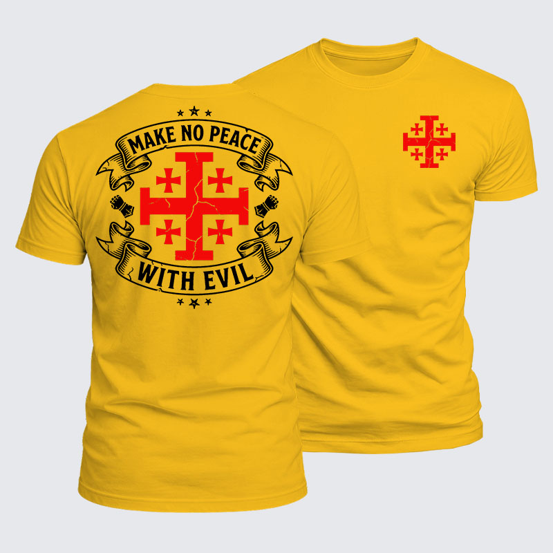 Luxe Mercerized Cotton Tee -  Make No Peace with Evil Knight Templar Jerusalem Cross