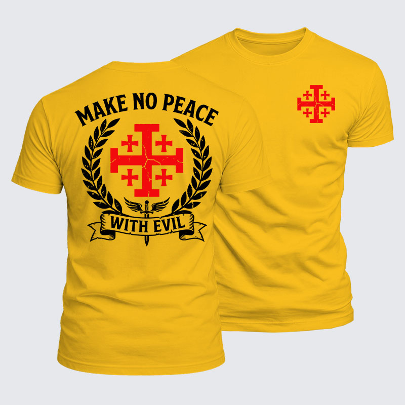Luxe Mercerized Cotton Tee -  Make No Peace with Evil Knight Templar Jerusalem Cross