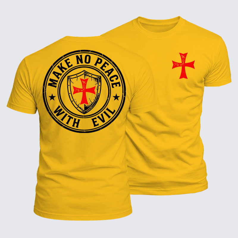 Luxe Mercerized Cotton Tee -  Make No Peace with Evil Knight Templar Jerusalem Cross