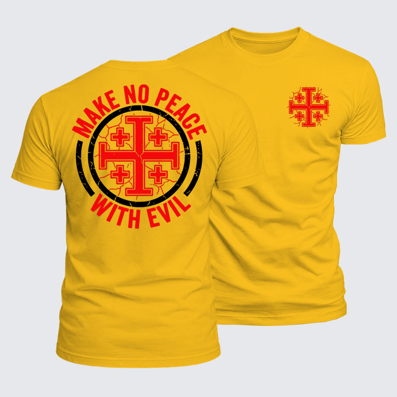 Luxe Mercerized Cotton Tee - Make No Peace with Evil Knight Templar Jerusalem Cross