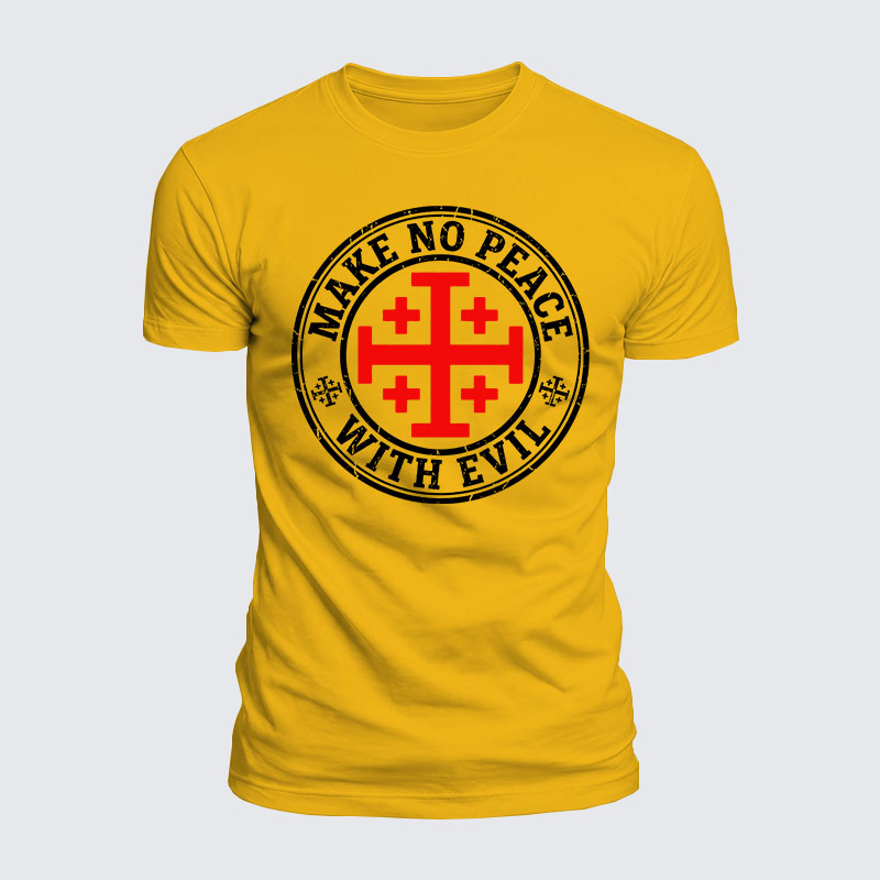 Luxe Mercerized Cotton Tee - Make No Peace with Evil Knight Templar Jerusalem Cross