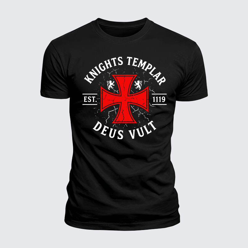 Luxe Mercerized Cotton Tee - Knights Templar Deus Vult