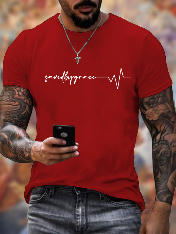 Saved by Grace  Jesus God Christian Cotton T-Shirt
