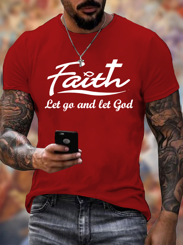  Let Go And Let God Jesus God Christian Cotton T-Shirt
