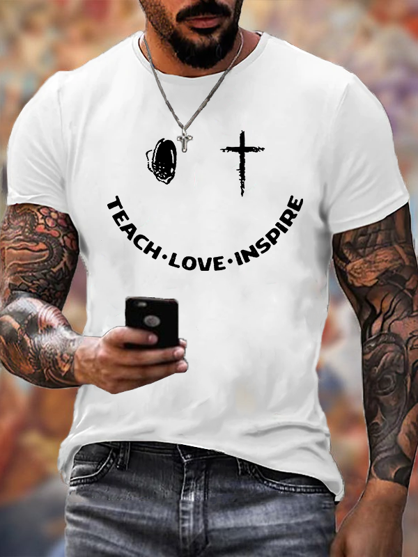 Teach Love Inspire Jesus God Christian Cotton T-Shirt