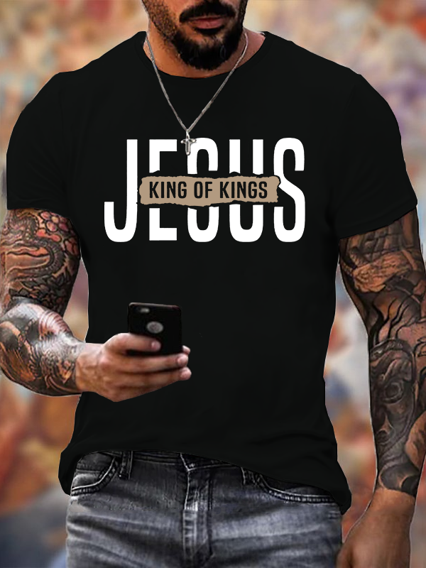 Man Of God Husband Dad Jesus God Christian Cotton T-Shirt