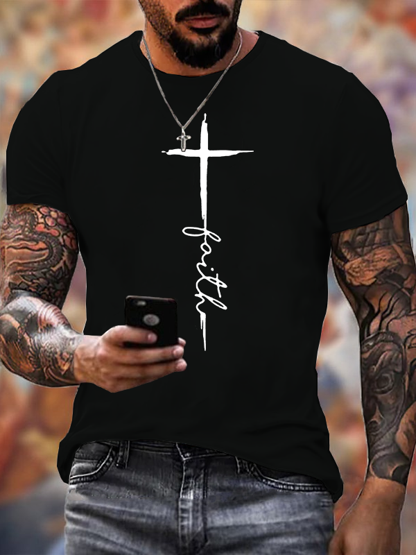 Faith Cross Jesus God Christian Cotton T-Shirt